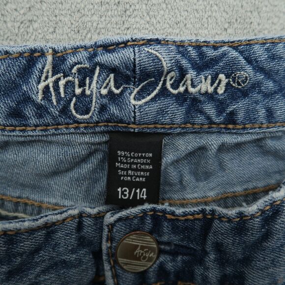 Ariya Jeans Womens Size 13/14 Blue Low-Rise Straight Denim 27.5"Inseam Destroyed - Picture 8 of 14